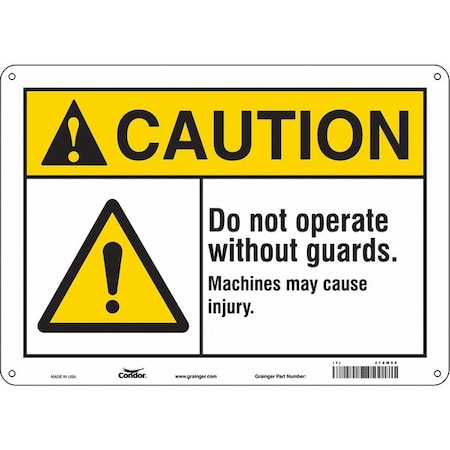 Safety Sign, 10 In Height, 14 In Width, Aluminum, Horizontal Rectangle, English, 478M59