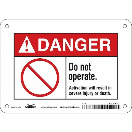 Safety Sign, 5 In Height, 7 In Width, Magnetic Vinyl, Horizontal Rectangle, English