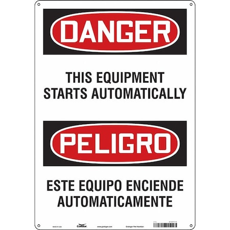Safety Sign, 20 In Height, 14 In Width, Polyethylene, Vertical Rectangle, English, Spanish
