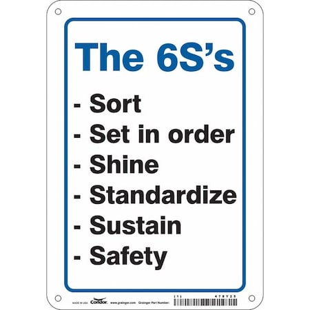 Safety Sign, 10 In Height, 7 In Width, Aluminum, Horizontal Rectangle, English, 478Y25