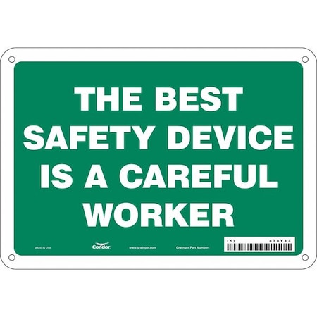 Safety Sign, 7 In Height, 10 In Width, Aluminum, Vertical Rectangle, English, 478Y33