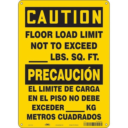 Safety Sign, 14 In Height, 10 In Width, Aluminum, Vertical Rectangle, English, Spanish, 478Z05