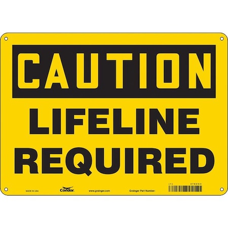 Safety Sign, 10 In Height, 14 In Width, Polyethylene, Horizontal Rectangle, English, 478Z63