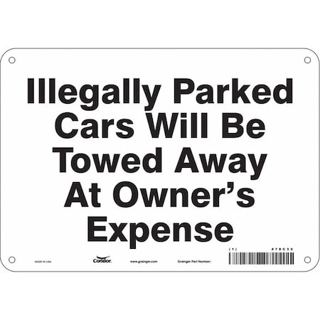 Vehicles Will Be Towed Sign,7 X 10, 478C30