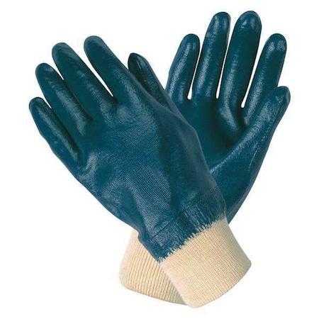 Nitrile Coated Gloves, Full Coverage, Blue/White, M, 12PK