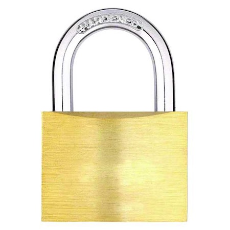 Padlock, Keyed Different, Standard Shackle, Rectangular Brass Body, Hardened Steel Shackle