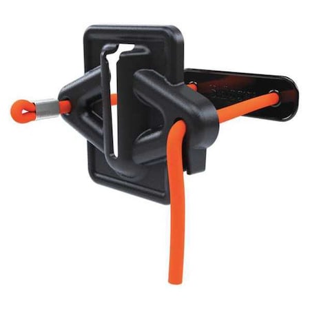 Cord Strap Holder/Receiver, Plastic, 4 7/64 In H, 5 13/64 In L, 45/64 In W, Black/Orange