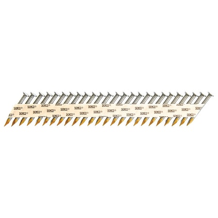 Collated Metal Connector Nail, 1-1/2 In L, Bright, Flat Head, 34 Degrees, 2000 PK