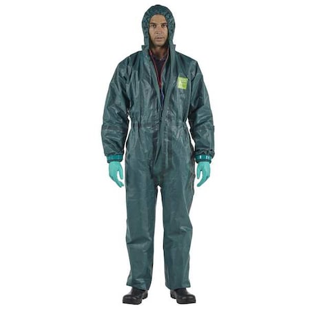 Chemical Resistant Coverall, Green, Zipper