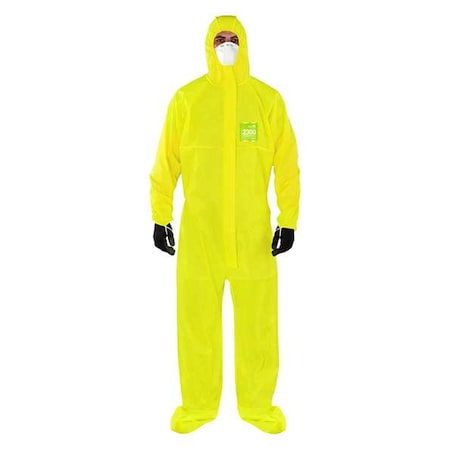 Hooded Coverall, Yellow, Zipper