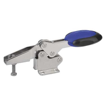 Toggle Clamp Horizontal With Safety Lock, Foot Horiz. F1=1350, Clamping Spindle M06X35, Blue