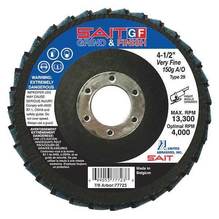 SAIT 77761 SAIT GF Grind & Finish Flap Discs, 4-1/2 X 7/8, Ceramic Grain, Coarse/60 Grit, 10-Pack