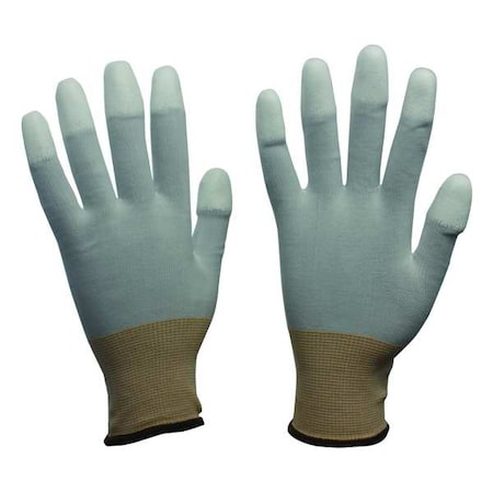 Polyurethane Coated Gloves, Fingertips Coverage, White, S, PR