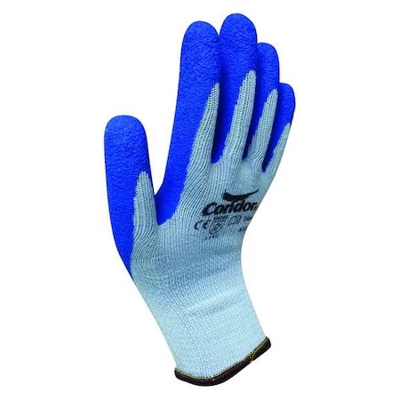 Natural Rubber Latex Coated Gloves, Palm Coverage, Blue, M, PR
