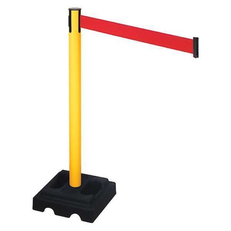 Barrier Post,Blk,Red Belt,10 Ft. Belt L