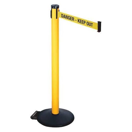 Barrier Post,Ylw/Black Text,2 In. Belt W