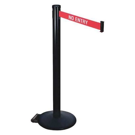 Barrier Post,40inH,2 In. Belt W,No Entry