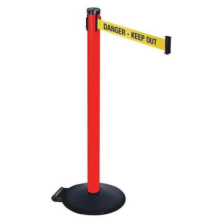 Barrier Post,Ylw/Black Text,2 In. Belt W