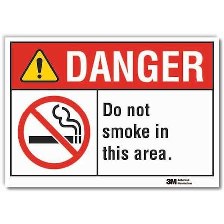 No Smoking Sign, 5 In Height, 7 In Width, Reflective Sheeting, Horizontal Rectangle, English