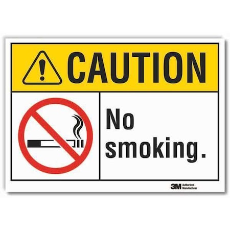 No Smoking Sign, 3 1/2 In Height, 5 In Width, Reflective Sheeting, Horizontal Rectangle, English