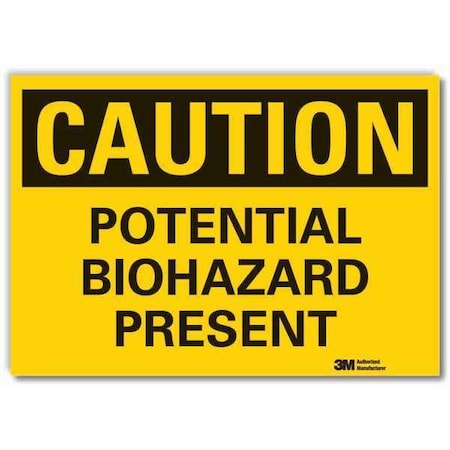 Biohazard Caution Reflective Label, 7 In Height, 10 In Width, Reflective Sheeting, English