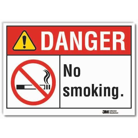 No Smoking Sign, 3 1/2 In Height, 5 In Width, Reflective Sheeting, Horizontal Rectangle, English