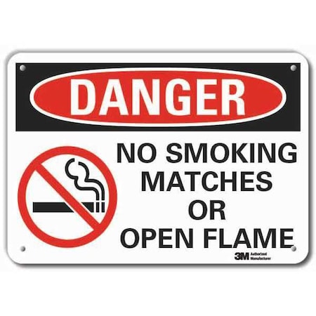 No Smoking Sign, 10 H, 14 In W,  Horizontal Rectangle, English, LCU4-0526-RA_14x10