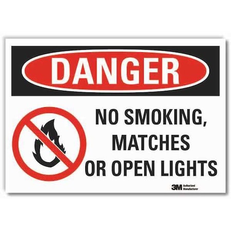 No Smoking Danger Reflective Label, 10 H, 14 In W, Reflective Sheeting, English, LCU4-0537-RD_14x10