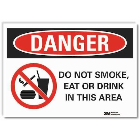 No Smoking Danger Reflective Label, 3 1/2 In H, 5 In W, Reflective Sheeting,LCU4-0270-RD_5x3.5