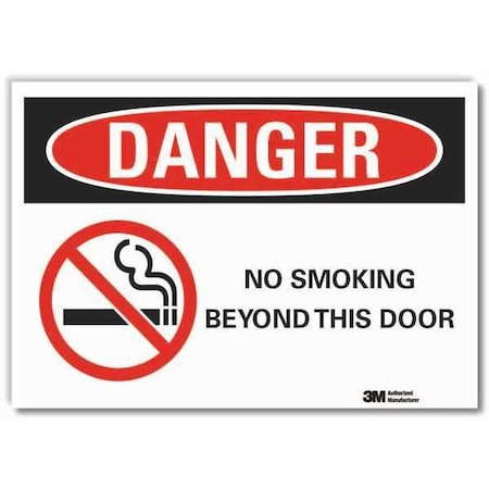 No Smoking Danger Reflective Label, 7 H, 10 W, Reflective Sheeting, English, LCU4-0273-RD_10x7