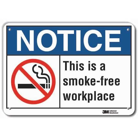 No Smoking Sign, 10 H, 14 In W,  Horizontal Rectangle, English, LCU5-0029-RA_14x10
