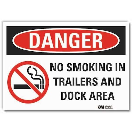 No Smoking Danger Reflective Label, 7 H, 10 W, Reflective Sheeting, English, LCU4-0551-RD_10x7