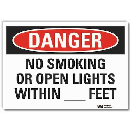 No Smoking Danger Reflective Label, 5 In H, 7 In W, Reflective Sheeting, English, LCU4-0587-RD_7x5
