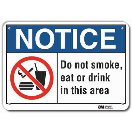 No Smoking Sign, 7 H, 10 W,  Vertical Rectangle, English, LCU5-0024-RA_10x7