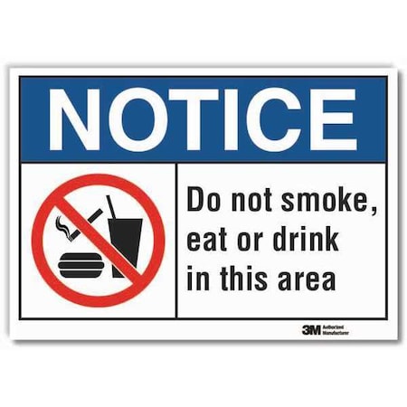 No Smoking Sign, 5 In Height, 7 In Width, Reflective Sheeting, Horizontal Rectangle, English