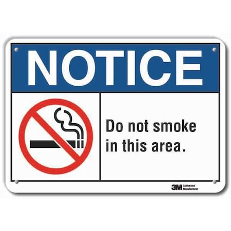 No Smoking Sign, 7 H, 10 W,  Vertical Rectangle, English, LCU5-0027-RA_10x7