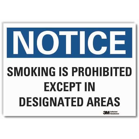 No Smoking Notice Reflective Label, 7 H, 10 W, Reflective Sheeting, English, LCU5-0229-RD_10x7