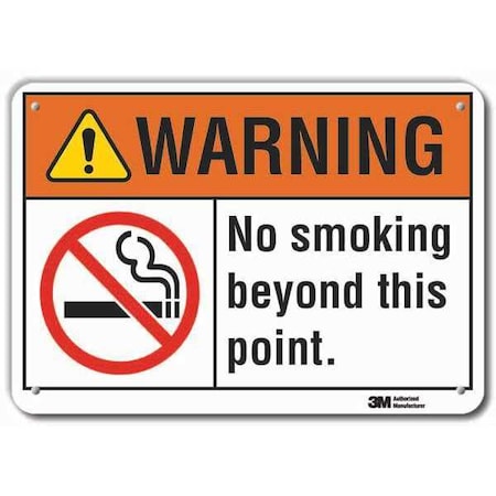 Reflective No Smoking Warning Sign, 10 H, 14 In W,  Horizontal Rectangle, LCU6-0028-RA_14x10