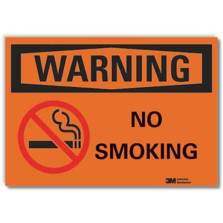 No Smoking Warning Reflective Label, 5 In H, 7 In W, Reflective Sheeting, English, LCU6-0056-RD_7x5