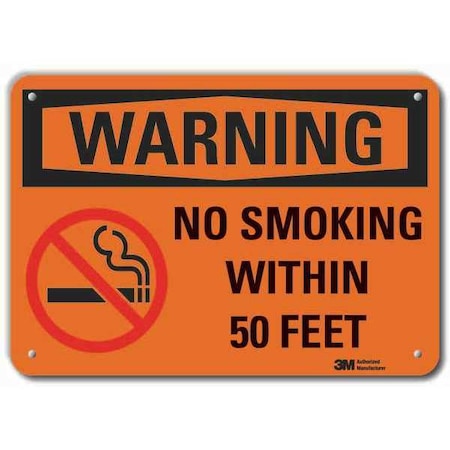 Reflective No Smoking Warning Sign, 7 H, 10 W,  Vertical Rectangle, LCU6-0106-RA_10x7