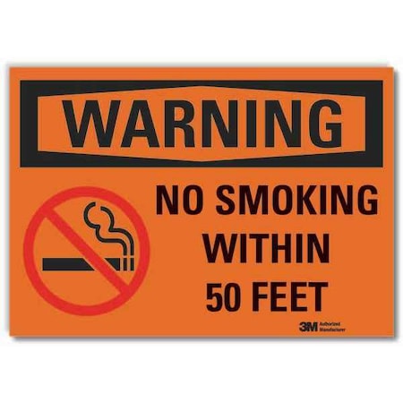 No Smoking Warning Reflective Label, 10 In Height, 14 In Width, Reflective Sheeting, English