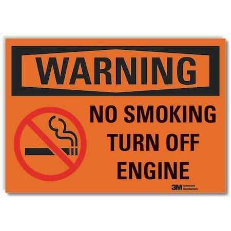 No Smoking Sign, 5 In Height, 7 In Width, Reflective Sheeting, Horizontal Rectangle, English