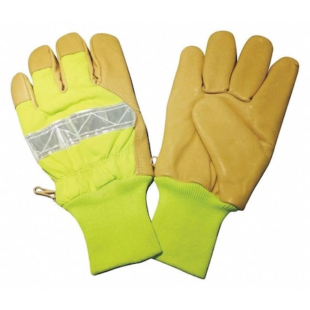 Gloves,Hi-Vis Lime,XL,Knit Wrist,PR
