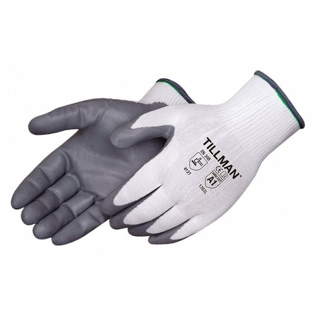 Foam Nitrile Coated Gloves, Palm Coverage, White/Gray, L, PR