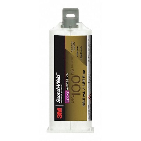 Epoxy Adhesive, DP100NS Series, Clear, 1:01 Mix Ratio, 15 Min Functional Cure, Dual-Cartridge