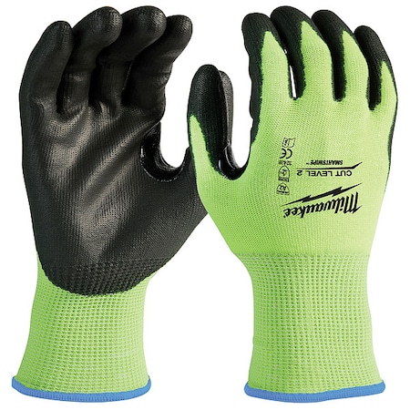 Level 2 Cut Resistant High Visibility Polyurethane Dipped Gloves - X-Large