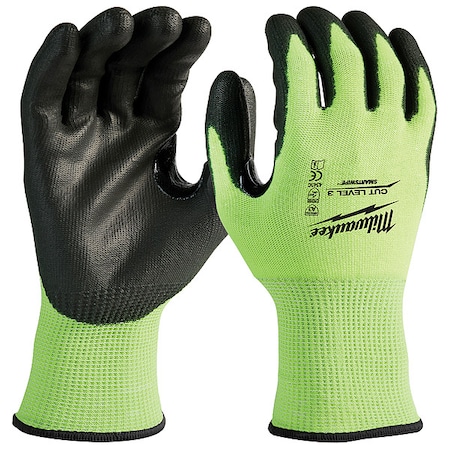 High Visibility Cut Level 3 Polyurethane Dipped Gloves - XXL