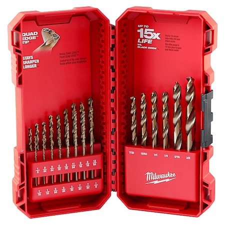 23 Pc RED HELIX Cobalt Drill Bit Set