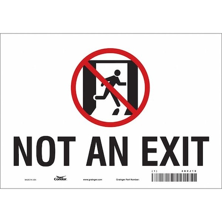 Not An Exit Sign, English, 10 W, 7 H, Vinyl, White