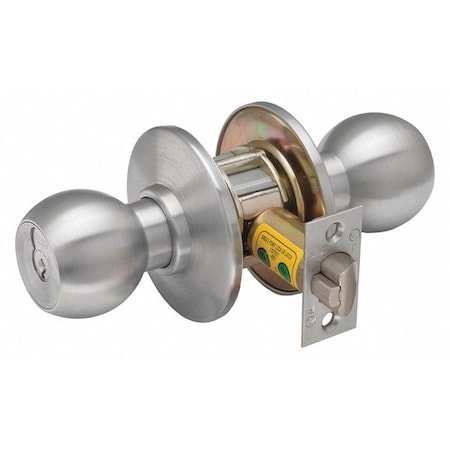 Knob Lockset,2-3/4 Backset,Mechanical